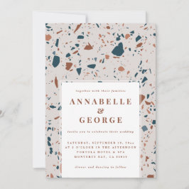 ナチュラルテラゾモダン結婚タイポグラフィの発表 案内状