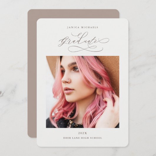 ナチュラルトープ卒業生2写真卒業パーティー 招待状 (正面/裏面)