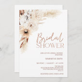 ナチュラルトーンフローラパンパスグラスブライダルシャワー 招待状 (正面/裏面)