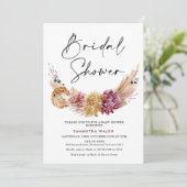 ナチュラルトーンプラムカラーボホフローラブライダルシャワー 招待状 (スタンド正面)