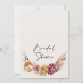 ナチュラルトーンプラムカラーボホフローラブライダルシャワー 招待状 (裏面)