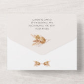 ナチュラルトーンボホドライフローラ結婚すべて オールインワン招待状 (裏面)