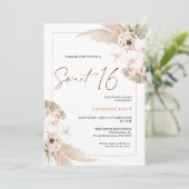 ナチュラルトーンボホパンパスグラススウィート16誕生日 招待状 (スタンド正面)
