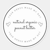 「ナチュラルナオーガニックットバターステッカー | カスタム ラウンドシール (正面)