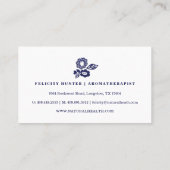 ナチュラルネイビーブルーフォージボタニカルプリント 名刺 (裏面)