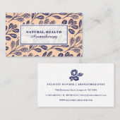 ナチュラルネイビーブルーフォージボタニカルプリント 名刺 (正面/裏面)