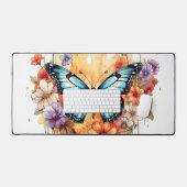 ナチュラルバタフライフローラブロッサムヘブンウォーターカラー デスクマット (キーボード&マウス)