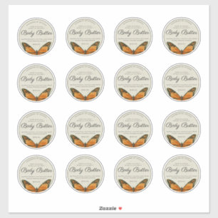 ナチュラルバタフライ体バター2.5インチ製品ラベル シール
