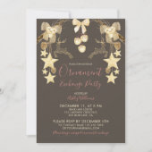 ナチュラルバラ金ゴールドホリデーオーナメント交換パーティー 招待状 (正面)