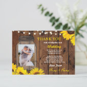 ナチュラルフォト感謝カード ウェディングジャー ヒマワリ サンキューカード (スタンド正面)