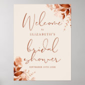 ナチュラルフラワーウェディングシャワー ウェルカムサイン ポスター (正面)