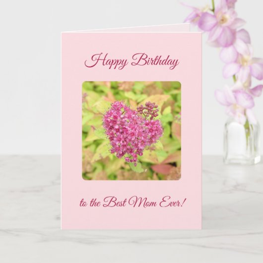 ナチュラルフラワーハート-ハッピーバースデーママピンク。 カード (蘭)