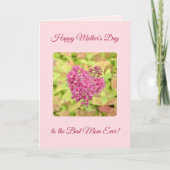ナチュラルフラワーハート – ハッピー母の日ピンク。 シーズンカード (正面)