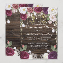 ナチュラルフラワー ストリング ライト 退職パーティー 招待状