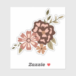 ナチュラルフローラピーチモチーフ開花つる植物 シール