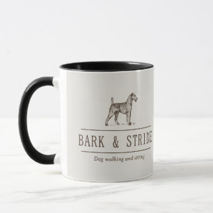 ナチュラルブラウンの犬の散歩・ペットシッター業ロゴ マグカップ