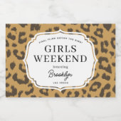 ナチュラルブラウンアニマルプリントガールズウィークエンド スパークリングワインラベル (シングルラベル)