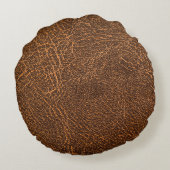 ナチュラルブラウンレザー：テクスチャ付き背景 ラウンドクッション (裏面)