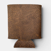 ナチュラルブラウンレザー：テクスチャ付き背景 缶クーラー (裏面)