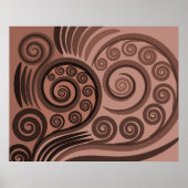 ナチュラルブラウン様式化されたファーンフロンカール ポスター (正面)