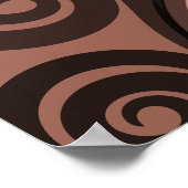 ナチュラルブラウン様式化されたファーンフロンカール ポスター (角)