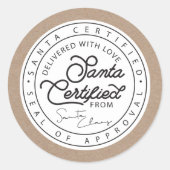 ナチュラルブラウン紙サンタ認定配送シール ラウンドシール (正面)