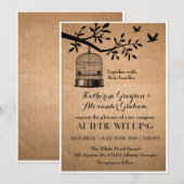 ナチュラルブラウン紙鳥かご ウェディング招待状 招待状 (正面/裏面)