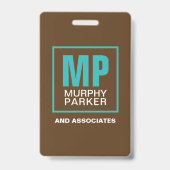 ナチュラルブラウン自然ターコイズモノグラムのロゴ写真 バッジ (裏面)