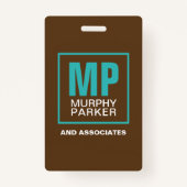 ナチュラルブラウン自然ターコイズモノグラムのロゴ写真 バッジ (裏面)