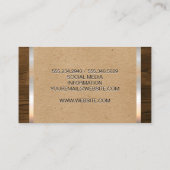 ナチュラルブラウン | メタル光沢のあるトリム木目 名刺 (裏面)