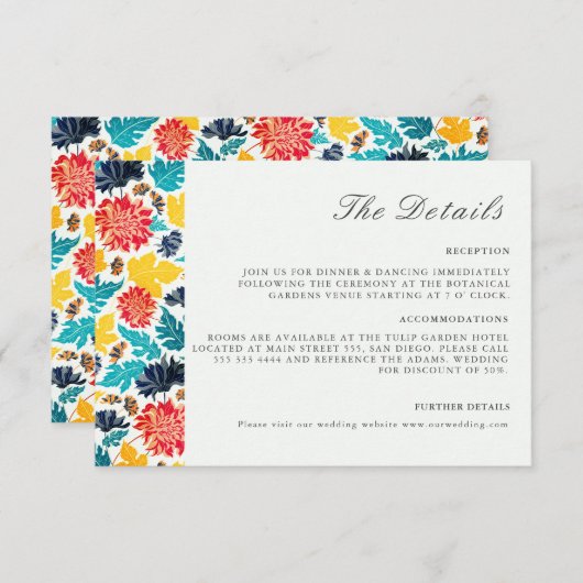 ナチュラルブルーイエローウォーター色ひまわり結婚の花 エンクロージャーカード (正面/裏面)