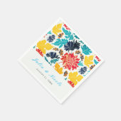 ナチュラルブルーイエローウォーター色ひまわり結婚の花 スタンダードカクテルナプキン (角)