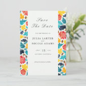 ナチュラルブルーイエローウォーター色ひまわり結婚の花 セーブザデート (スタンド正面)