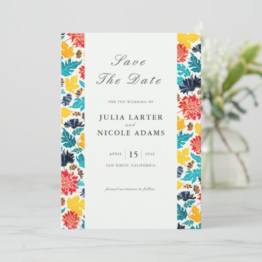 ナチュラルブルーイエローウォーター色ひまわり結婚の花 セーブザデート (スタンド正面)