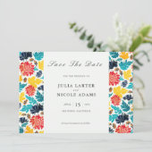 ナチュラルブルーイエローウォーター色ひまわり結婚の花 セーブザデート (スタンド正面)