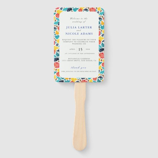 ナチュラルブルーイエローウォーター色ひまわり結婚の花 ハンドファン (正面)