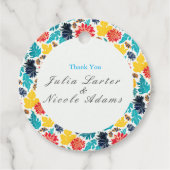 ナチュラルブルーイエローウォーター色ひまわり結婚の花 フェイバータグ (正面)