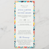 ナチュラルブルーイエローウォーター色ひまわり結婚の花 プログラム (正面)