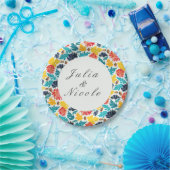 ナチュラルブルーイエローウォーター色ひまわり結婚の花 ペーパープレート (パーティー)