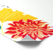 ナチュラルブルーイエローウォーター色ひまわり結婚の花 ポスター (角)