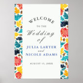 ナチュラルブルーイエローウォーター色ひまわり結婚の花 ポスター (正面)