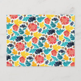 ナチュラルブルーイエローウォーター色ひまわり結婚の花 ポストカード