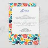 ナチュラルブルーイエローウォーター色ひまわり結婚の花 メニュー (正面/裏面)