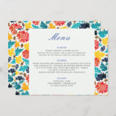 ナチュラルブルーイエローウォーター色ひまわり結婚の花 メニュー (正面/裏面)