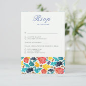 ナチュラルブルーイエローウォーター色ひまわり結婚の花 出欠カード (スタンド正面)