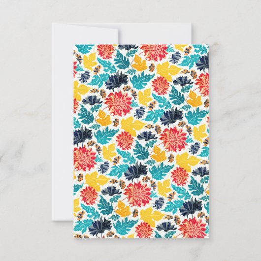 ナチュラルブルーイエローウォーター色ひまわり結婚の花 出欠カード (裏面)