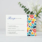 ナチュラルブルーイエローウォーター色ひまわり結婚の花 出欠カード (スタンド正面)