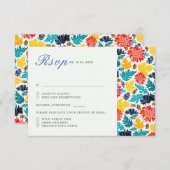 ナチュラルブルーイエローウォーター色ひまわり結婚の花 出欠カード (正面/裏面)