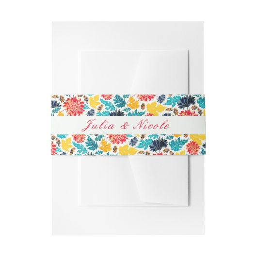 ナチュラルブルーイエローウォーター色ひまわり結婚の花 招待状ベリーバンド (正面例)