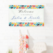 ナチュラルブルーイエローウォーター色ひまわり結婚の花 横断幕 (インサイチュ)